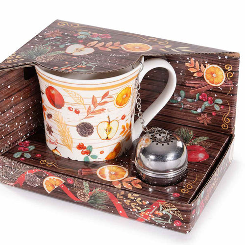 Tazza Natalizia in Porcellana 250 ml con Filtro Inox